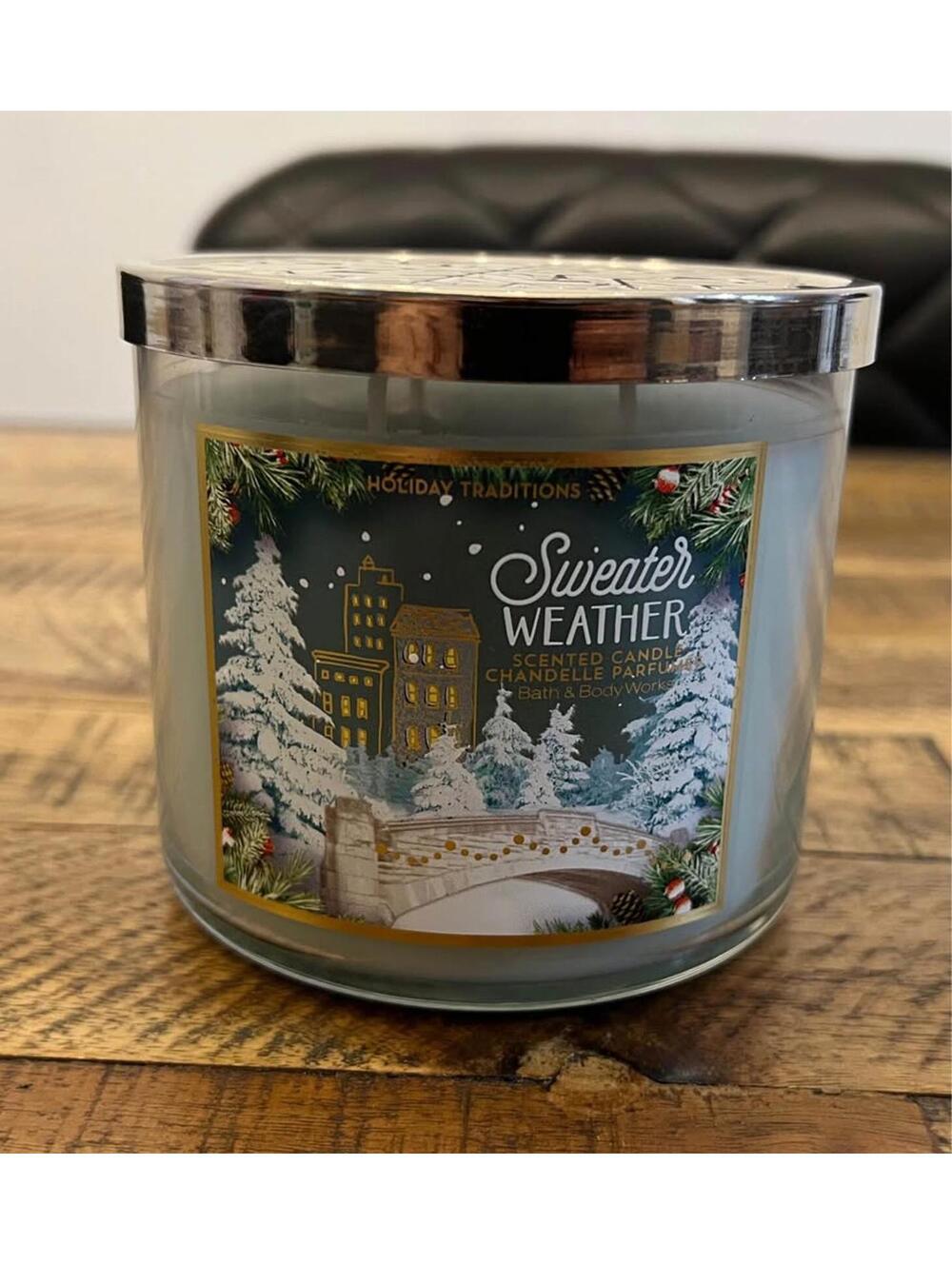 New Bath & Body Works Sweater Weather 3-Wick Candle